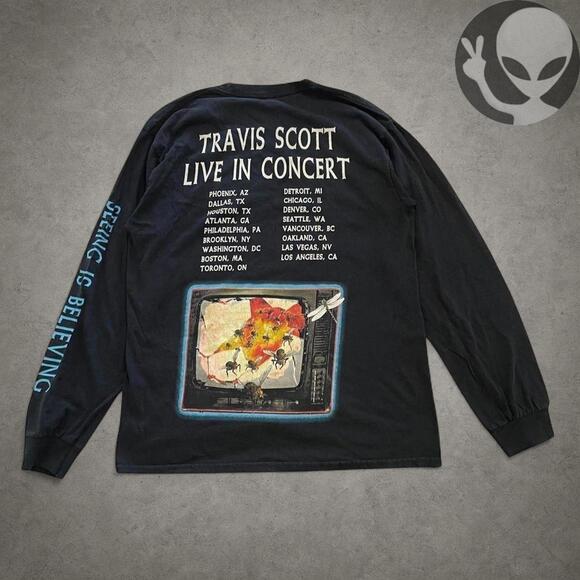 Cactus Jack Other - Travis Scott Seeing Is Believing Medium Long Sleeve T 2017 USA Tour Cactus Jack